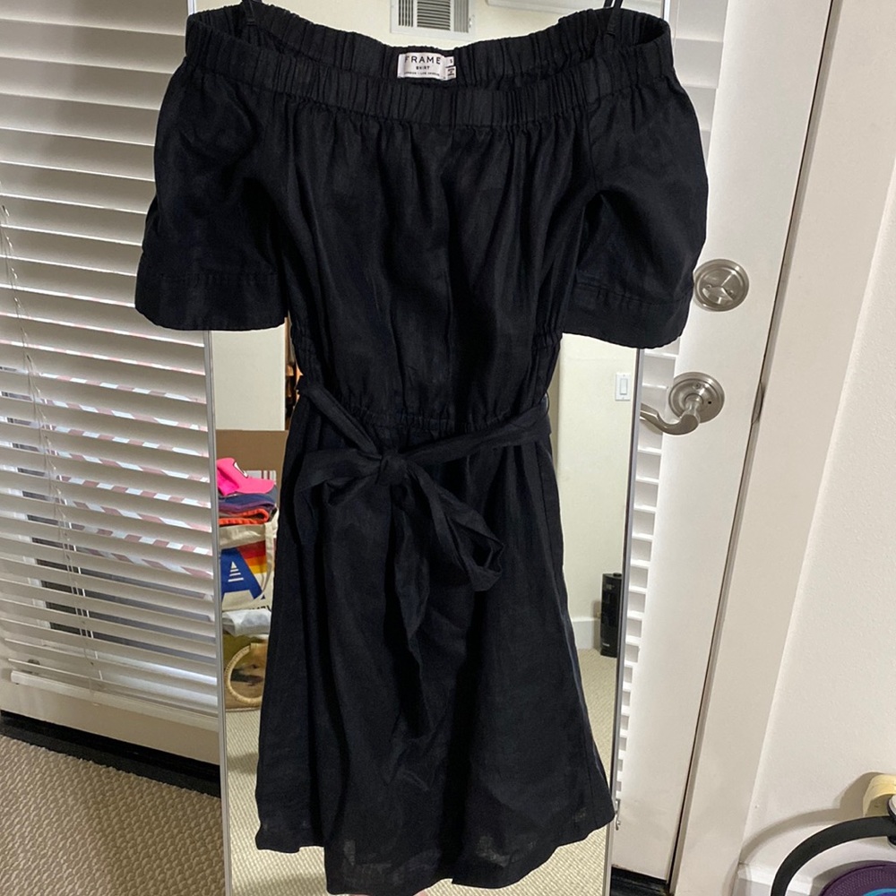 FRAME Off the Shoulder Shirt Dress